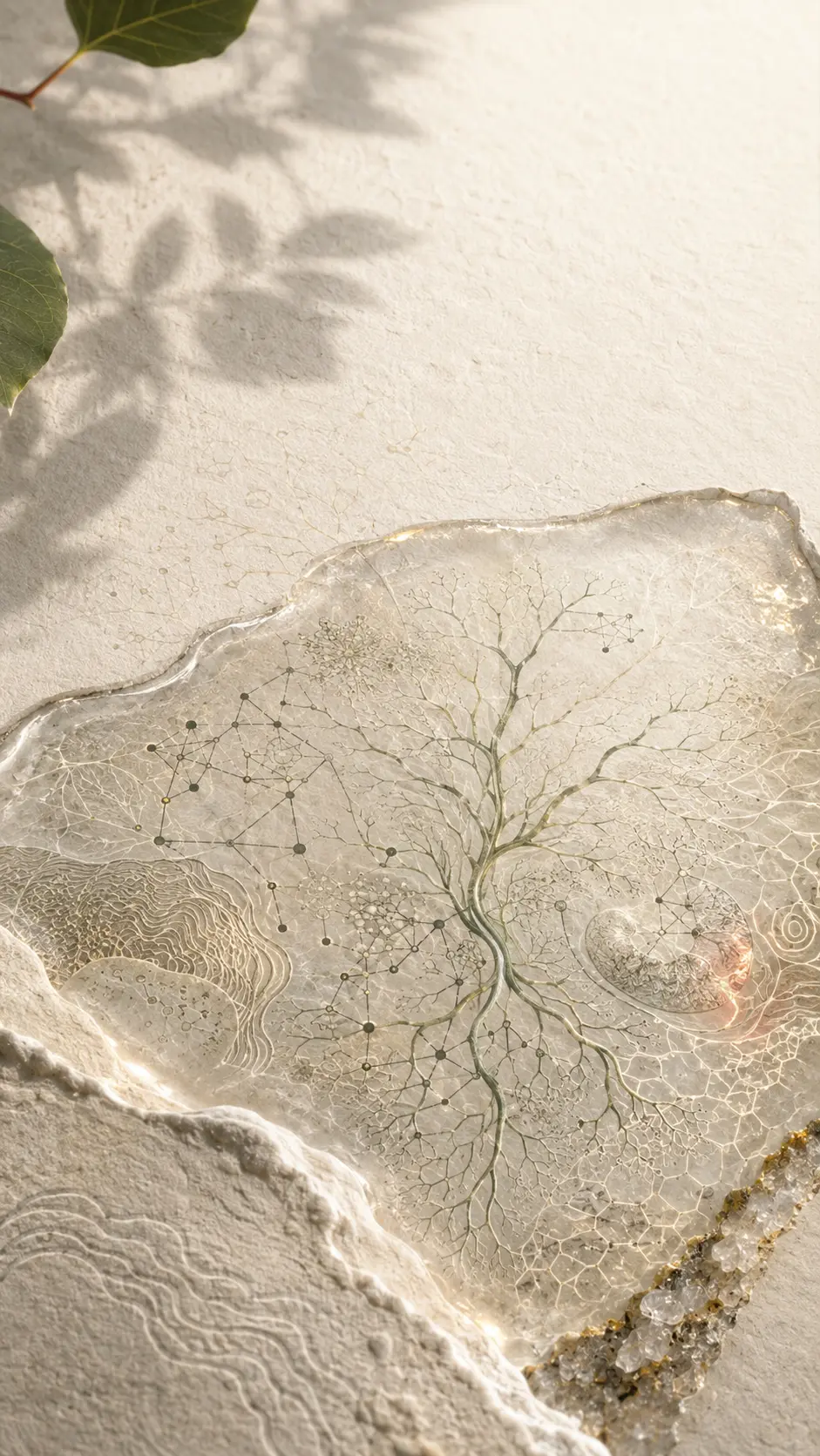 Membrana mineral que revela uma rede viva de sinais e relações
