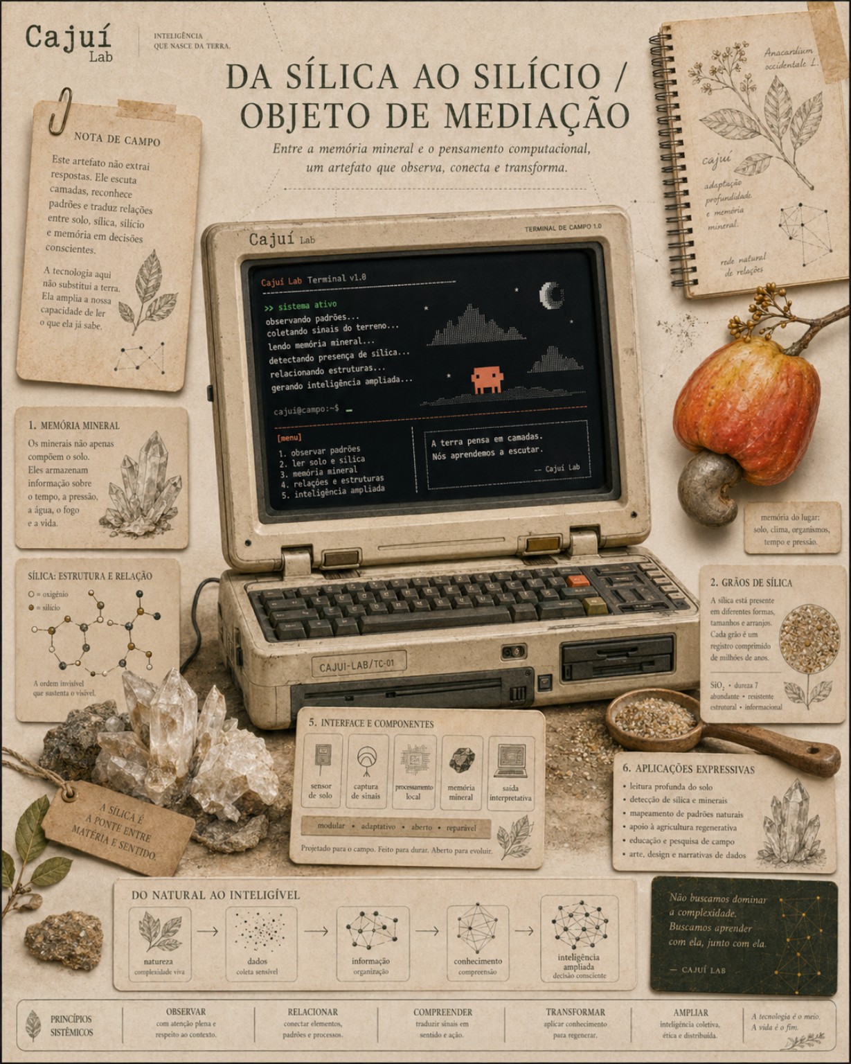 Computador de campo conectando sílica, silício e inteligência